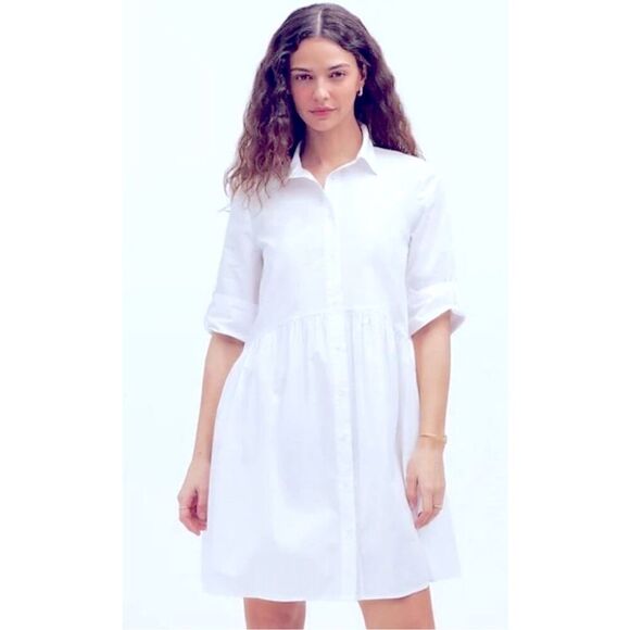 NWT Madewell Depeche Mini White Button-Up Dress XXS - Picture 1 of 9